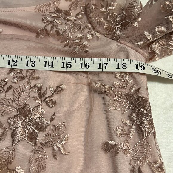 Alex Evenings Women’s Lace Embroidered Top M Blush Pink 3/4 Sleeve Dressy Formal - Picture 5 of 9